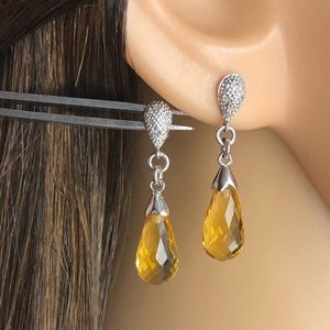 14KT Citrine and Diamond Citrine Earrings